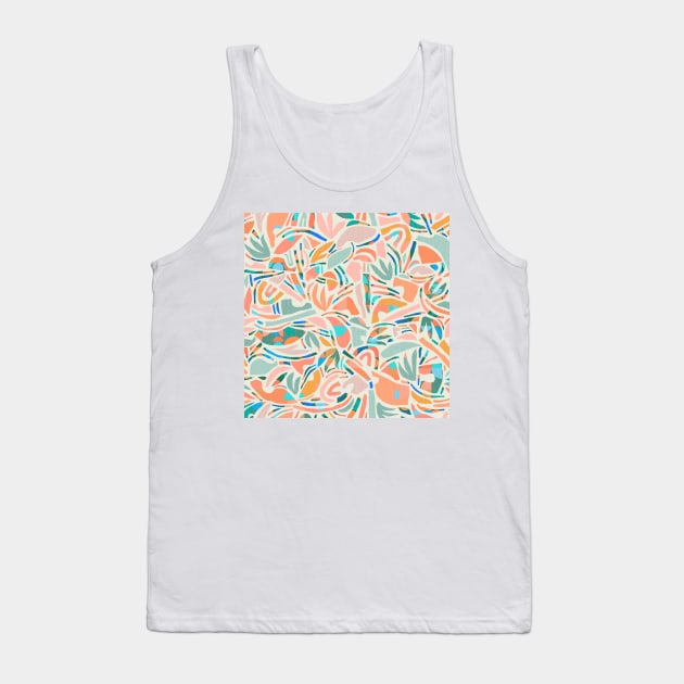 Tropical Cut-Out Shapes in Mint and Orange Tank Top by matise